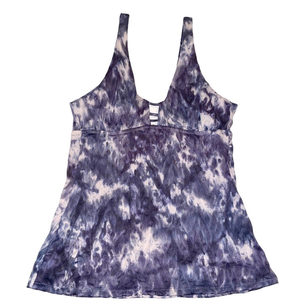 Athleta Tie Dye Tulum Ladder Bikini Top Blue And White Ladder Curl Tankini Swim
